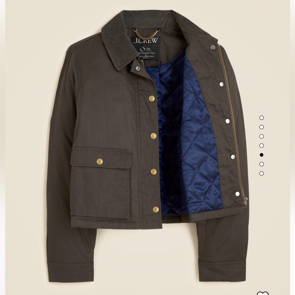 NWT J. Crew Cropped Barn Jacket Mossy Brown Ripstop Cotton Small